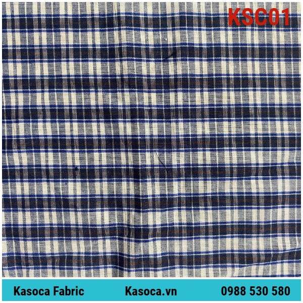 Vải kate caro may pijama nam hàng đậm ms ksc01