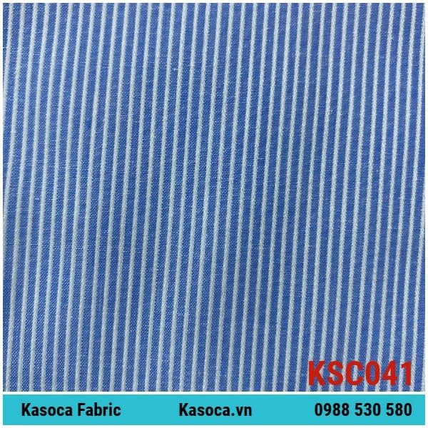 Vải Kate Sọc Xanh Nhí KSC041 – Thanh Lịch, Ít Nhăn, Phù Hợp May Đồng Phục