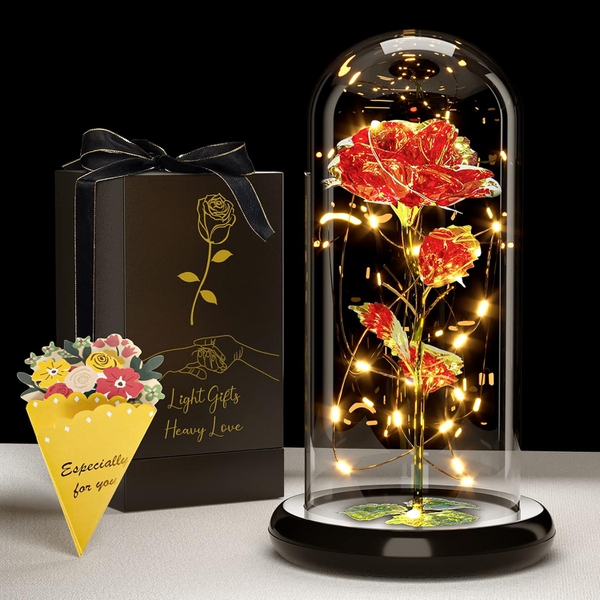 HOA HỒNG THUỶ TINH CÓ ĐÈN LED