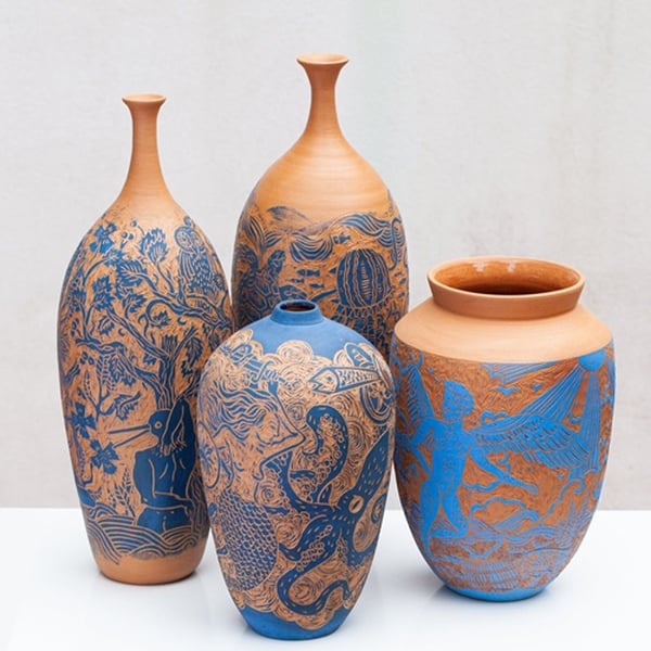 BÌNH GỐM XANH