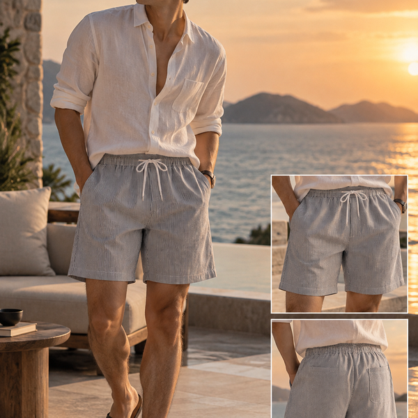 Quần Short Nam Cotton Cao Cấp - Kẻ Sọc 