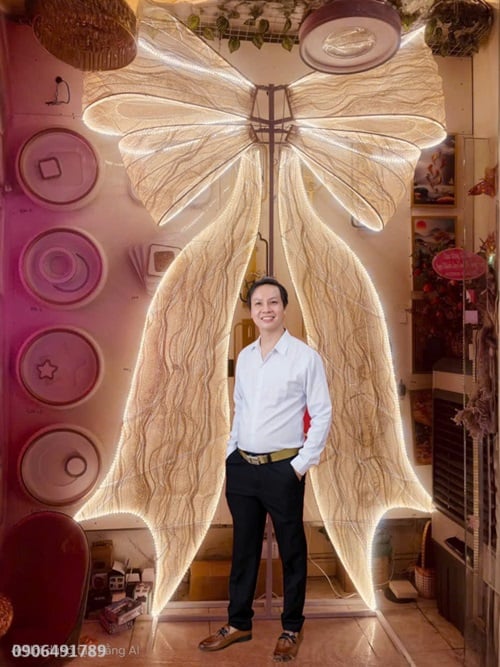 Backdrop đám cưới nơ led khổng lồ Backdrop đám cưới nơ led khổng lồ