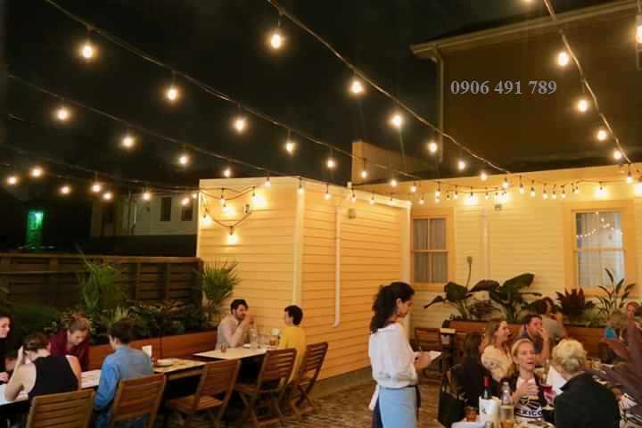 Dây đui đèn E27 dài 10m 20 bóng chống nước trang trí ngoài trời Dây đui đèn E27 dài 10m 20 bóng chống nước trang trí ngoài trời