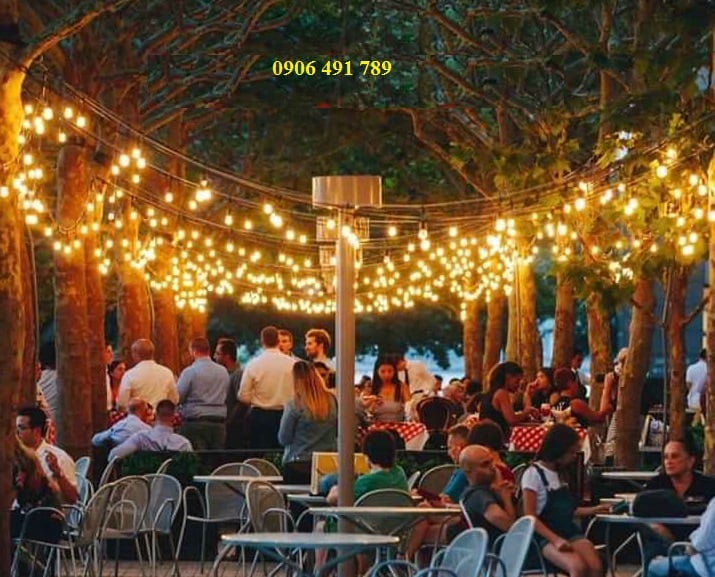 Dây đui đèn E27 dài 10m 20 bóng chống nước trang trí ngoài trời Dây đui đèn E27 dài 10m 20 bóng chống nước trang trí ngoài trời