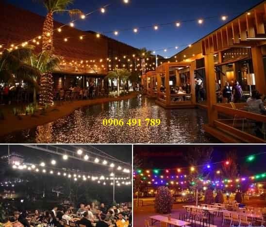 Dây đui đèn E27 dài 10m 20 bóng chống nước trang trí ngoài trời Dây đui đèn E27 dài 10m 20 bóng chống nước trang trí ngoài trời