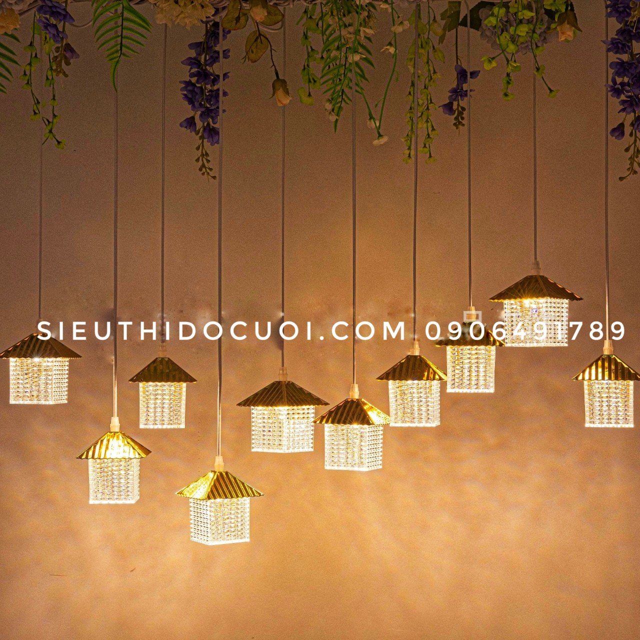 Dây đèn trang trí đám cưới thả ngôi nhà led Dây đèn trang trí đám cưới thả ngôi nhà led