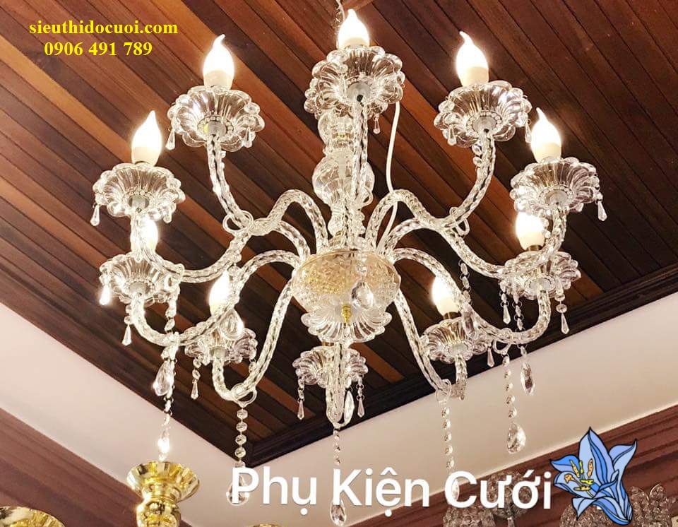 Đèn chùm pha lê nến 10 nhánh Đèn chùm pha lê nến 10 nhánh