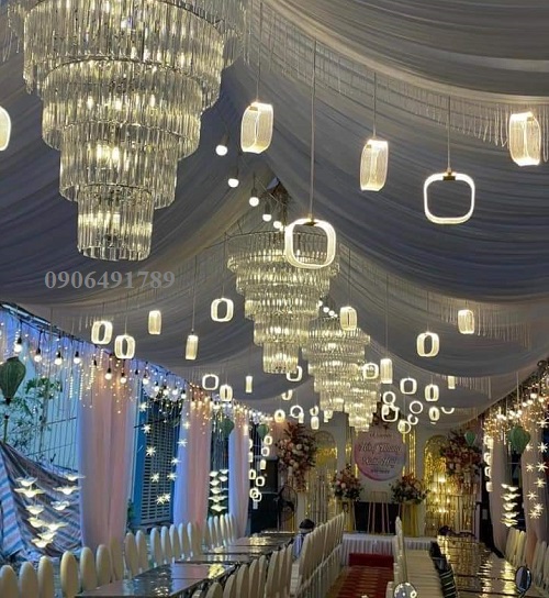 Đèn trang trí rạp cưới thả led mica Đèn trang trí rạp cưới thả led mica