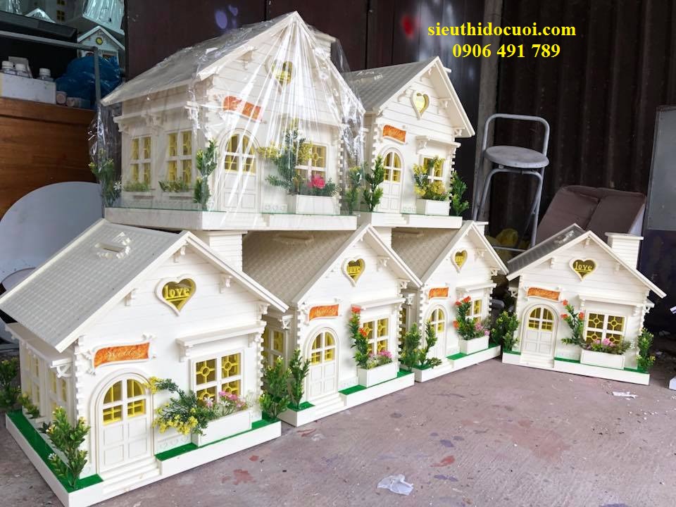 Thùng tiền đám cưới hình ngôi nhà Thùng tiền đám cưới hình ngôi nhà