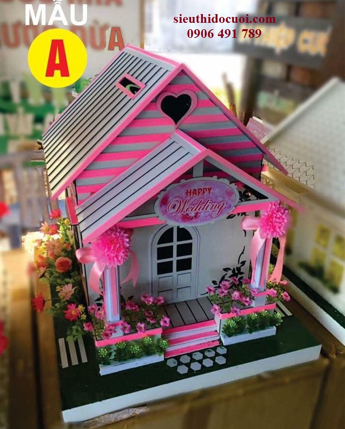 Thùng tiền đám cưới hình ngôi nhà Thùng tiền đám cưới hình ngôi nhà