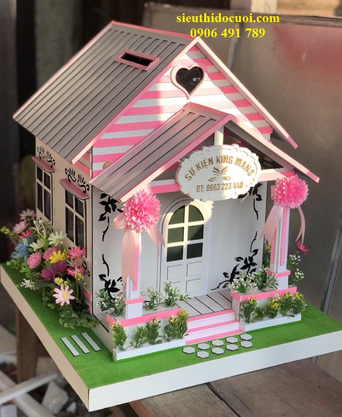 Thùng tiền đám cưới hình ngôi nhà Thùng tiền đám cưới hình ngôi nhà