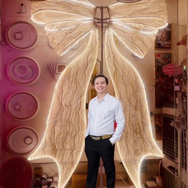 Backdrop đám cưới nơ led khổng lồ