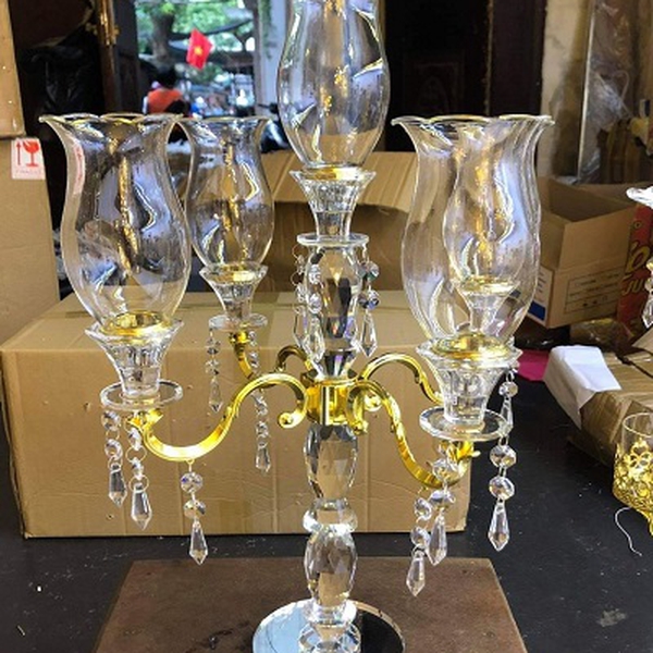 Chân đế nến trang trí thủy tinh mẫu CN-TT08