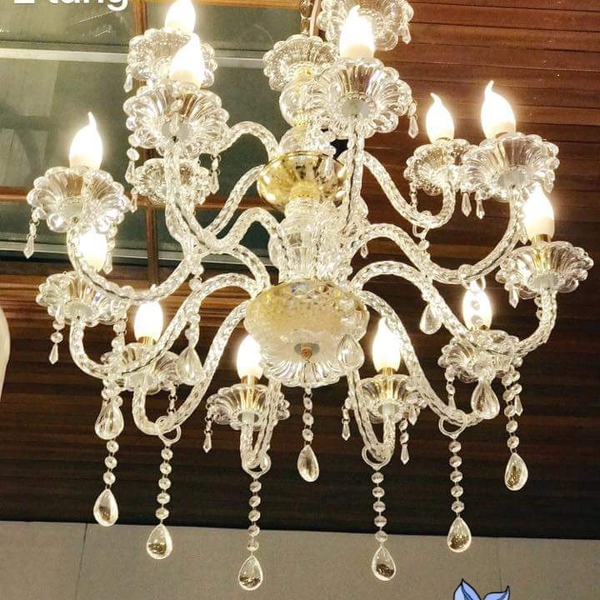 Đèn chùm pha lê nến 15 nhánh (15 nến 2 tầng)