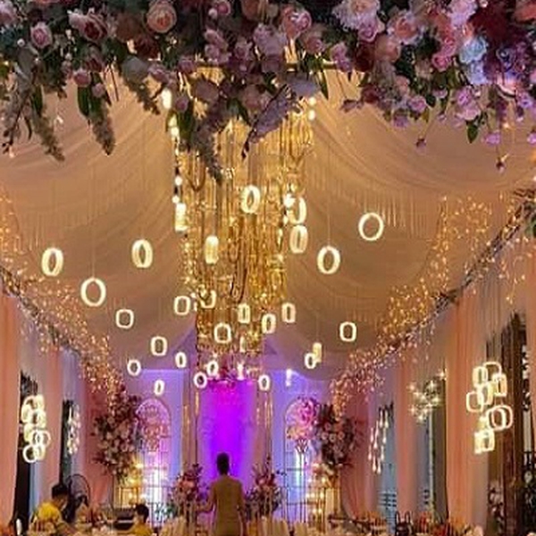 Đèn trang trí rạp cưới thả led mica
