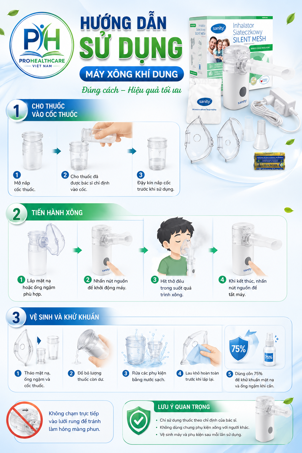 Hướng Dẫn Sử Dụng Máy xông khí dung Sanity AP2717 PRO