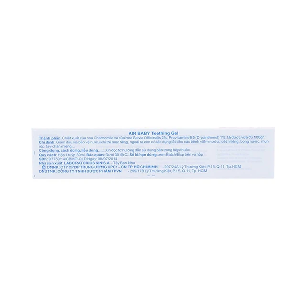 Gel Bôi Kin Baby 30ml Chăm Sóc & Bảo Vệ Nướu Cho Bé Mọc Răng