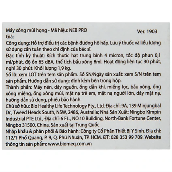 Máy xông khí dung BioHealth NEB Pro – Hỗ trợ điều trị bệnh hô hấp