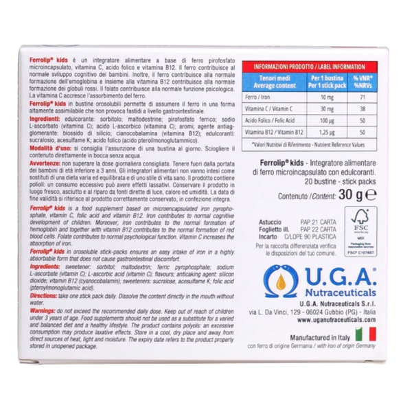 Ferrolip Kids – Bột Uống Bổ Sung Sắt Liposome Vị Dâu Cho Trẻ Từ 1 Tuổi
