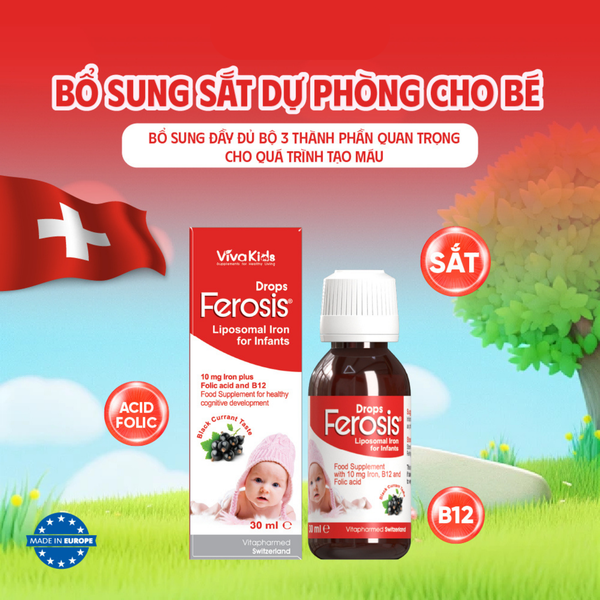 Siro Ferosis Drops VivaKids – Bổ Sung Sắt Liposome Cho Trẻ Từ 6 Tháng Tuổi