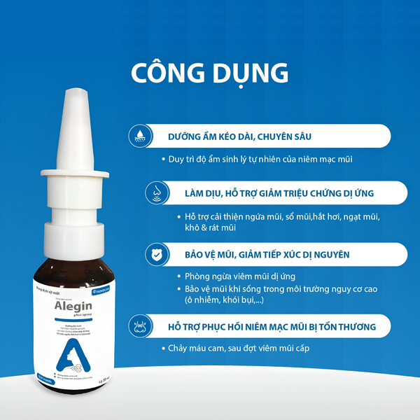 Alegin Plus Spray – Xịt mũi dưỡng ẩm, hỗ trợ giảm viêm mũi dị ứng