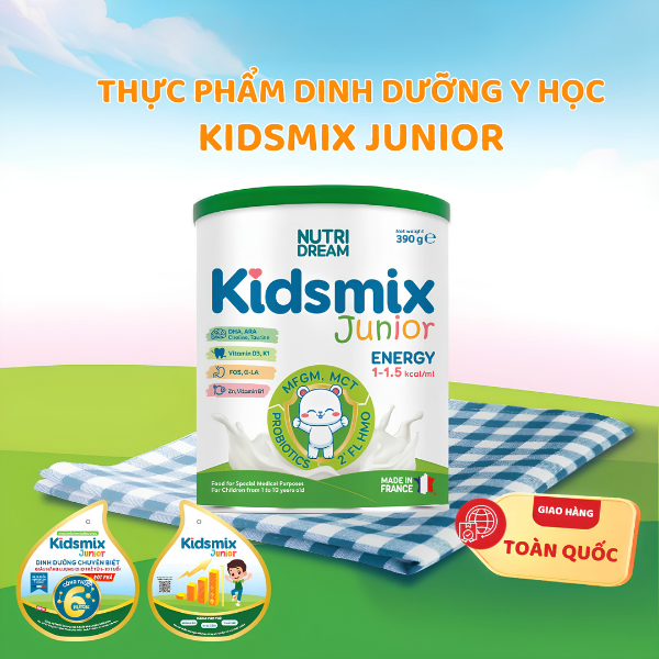 Sữa Kidsmix Junior Cao Năng Lượng - Phù Hợp Với Trẻ Từ 1–10 Tuổi Biếng Ăn