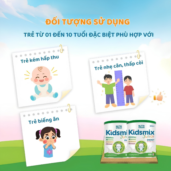 Sữa Kidsmix Junior Cao Năng Lượng - Phù Hợp Với Trẻ Từ 1–10 Tuổi Biếng Ăn