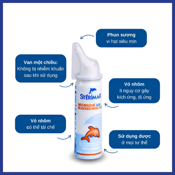 Dung dịch xịt mũi Sterimar Blocked Nose Baby 50ml – Hỗ trợ giảm nghẹt mũi, làm sạch dịch nhầy cho trẻ từ 3 tháng tuổi