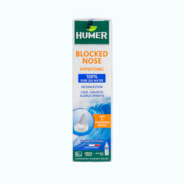 HUMER Blocked Nose 50ml – Xịt mũi nước biển ưu trương giúp thông mũi