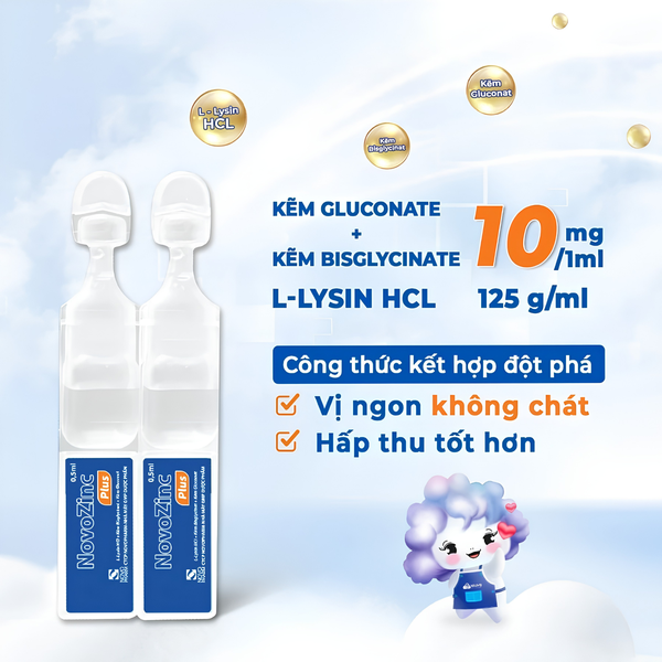 NovoZinC Plus – Bổ sung kẽm hữu cơ và Lysine, hỗ trợ bé ăn ngon, tăng cường đề kháng 