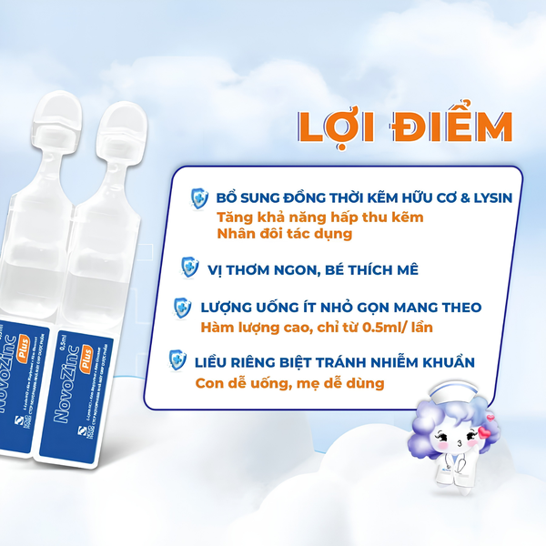 NovoZinC Plus – Bổ sung kẽm hữu cơ và Lysine, hỗ trợ bé ăn ngon, tăng cường đề kháng 