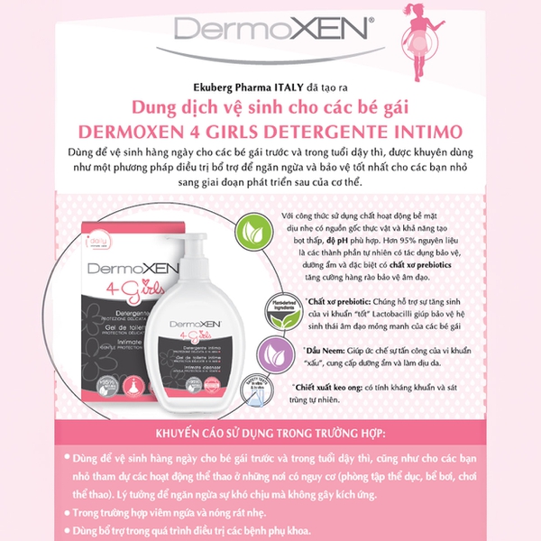 Dung Dịch Vệ Sinh DERMoxen 4 Girl Cho Bé Gái Nhẹ Dịu Hằng Ngày