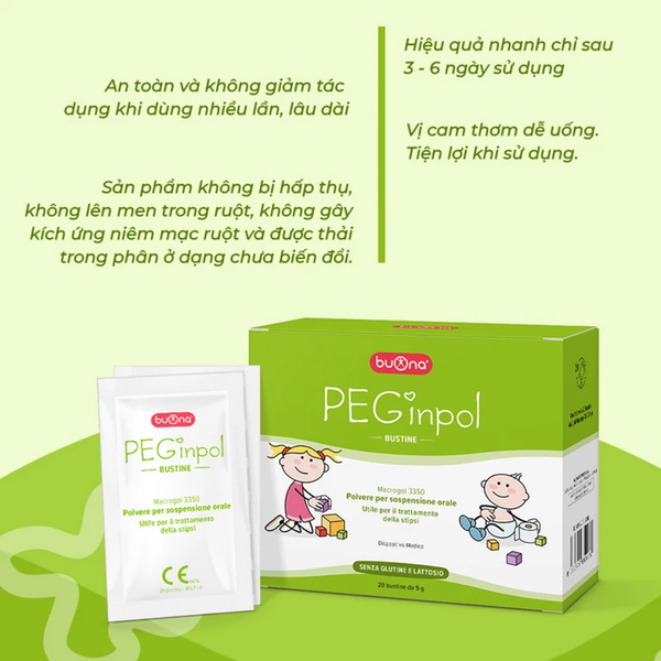 Bột nhuận tràng Buona PEGinpol - hỗ trợ cải thiện táo bón cho trẻ từ 6 tháng tuổi