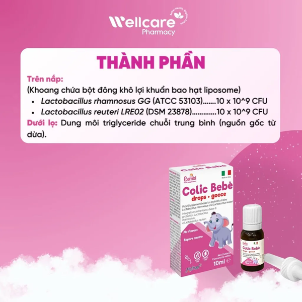 Colic Bebè Liposome 10ml - Men Vi Sinh Cao Cấp Cho Hệ Tiêu Hóa Của Bé