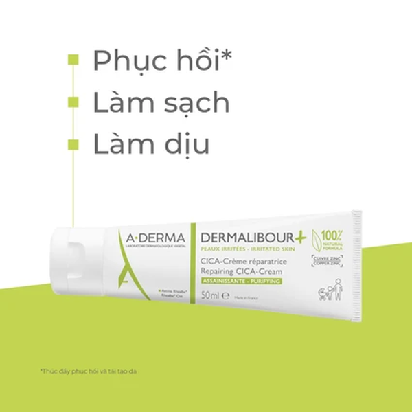 Kem Dưỡng A-Derma Làm Dịu & Phục Hồi Da Kích Ứng 50ml Dermalibour+ Repairing CICA-Cream