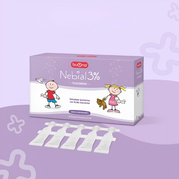Dung dịch nhỏ, rửa mũi Buona Nebianax 3% Flaconcini - giúp làm loãng dịch nhầy, làm sạch mũi