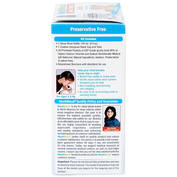 Bộ Rửa Mũi Trẻ Em NeilMed Sinus Rinse Kids - Làm Sạch Mũi Xoang, Hỗ Trợ Giảm Nghẹt Mũi Cho Trẻ Từ 2 Tuổi