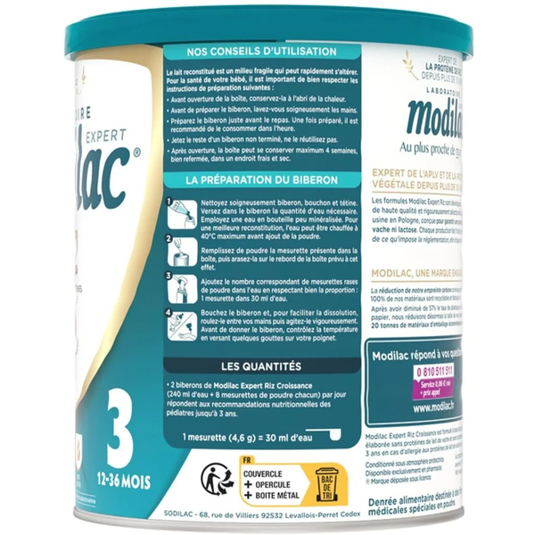 Sữa Modilac Expert Riz 3 800g - Phù Hợp Với Trẻ Dị Ứng Đạm Sữa Bò (12–36 tháng)