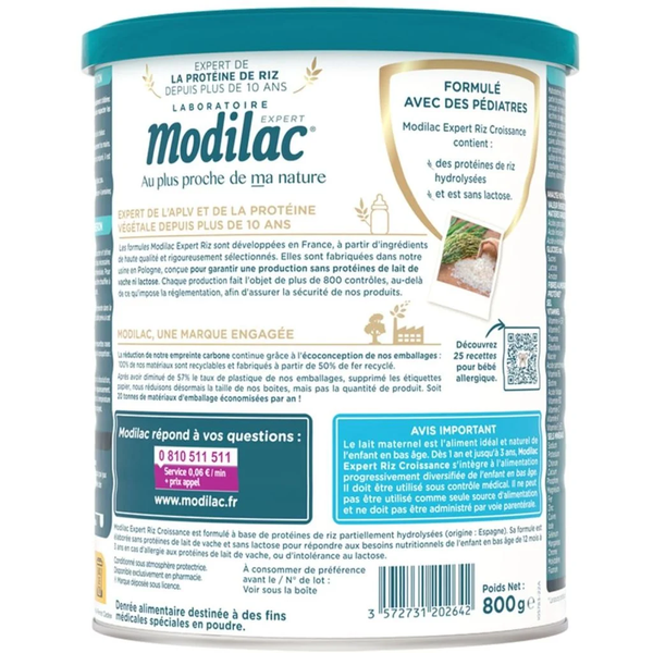 Sữa Modilac Expert Riz 3 800g - Phù Hợp Với Trẻ Dị Ứng Đạm Sữa Bò (12–36 tháng)