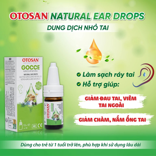 Dung dịch nhỏ tai Otosan Natural Ear Drops - Hỗ trợ làm sạch ráy tai – Làm dịu kích ứng – Chăm sóc ống tai