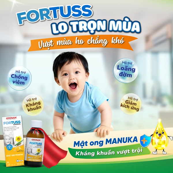 Siro ho Fortuss Otosan 180g – Hỗ trợ làm dịu ho khan, ho có đờm và bảo vệ niêm mạc hầu họng