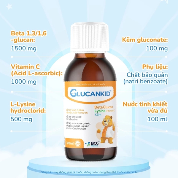 Glucankid Siro 120ml – Hỗ Trợ Tăng Đề Kháng, Ăn Ngon, Giảm Nguy Cơ Mắc Bệnh Hô Hấp Cho Trẻ