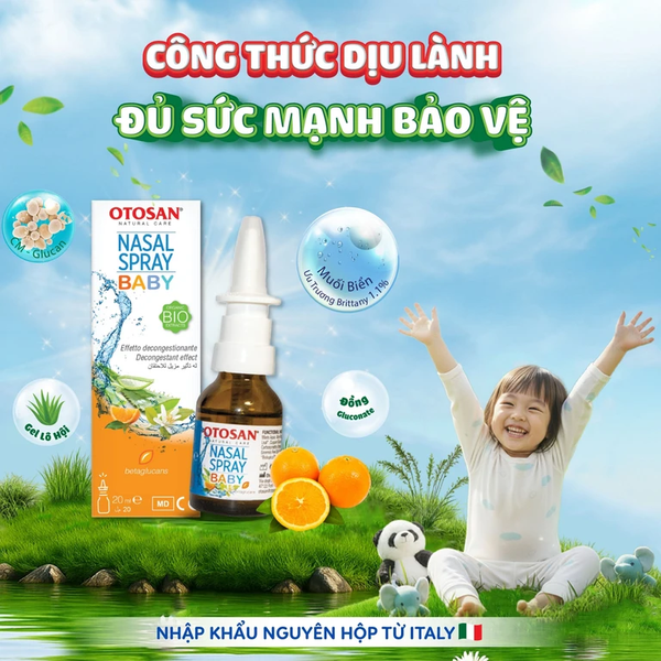 Xịt mũi trẻ em Otosan Nasal Spray Baby 20ml - Hỗ trợ làm sạch mũi