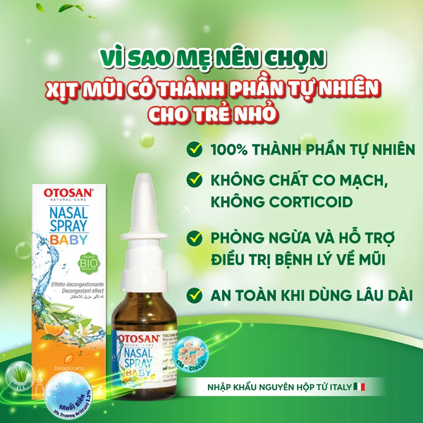 Xịt mũi trẻ em Otosan Nasal Spray Baby 20ml - Hỗ trợ làm sạch mũi
