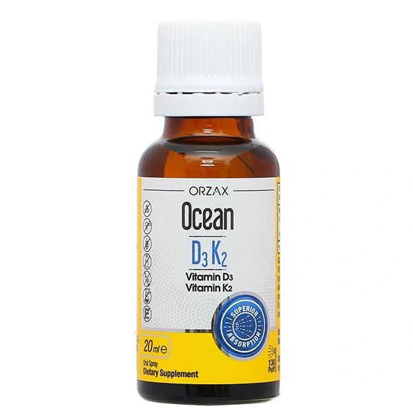 Ocean D3K2 Orzax 20ml – Bổ Sung Vitamin D3 & K2 Hỗ Trợ Hấp Thu Canxi Cho Trẻ Từ 0 Tháng Tuổi