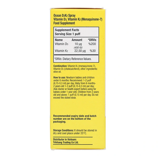 Ocean D3K2 Orzax 20ml – Bổ Sung Vitamin D3 & K2 Hỗ Trợ Hấp Thu Canxi Cho Trẻ Từ 0 Tháng Tuổi