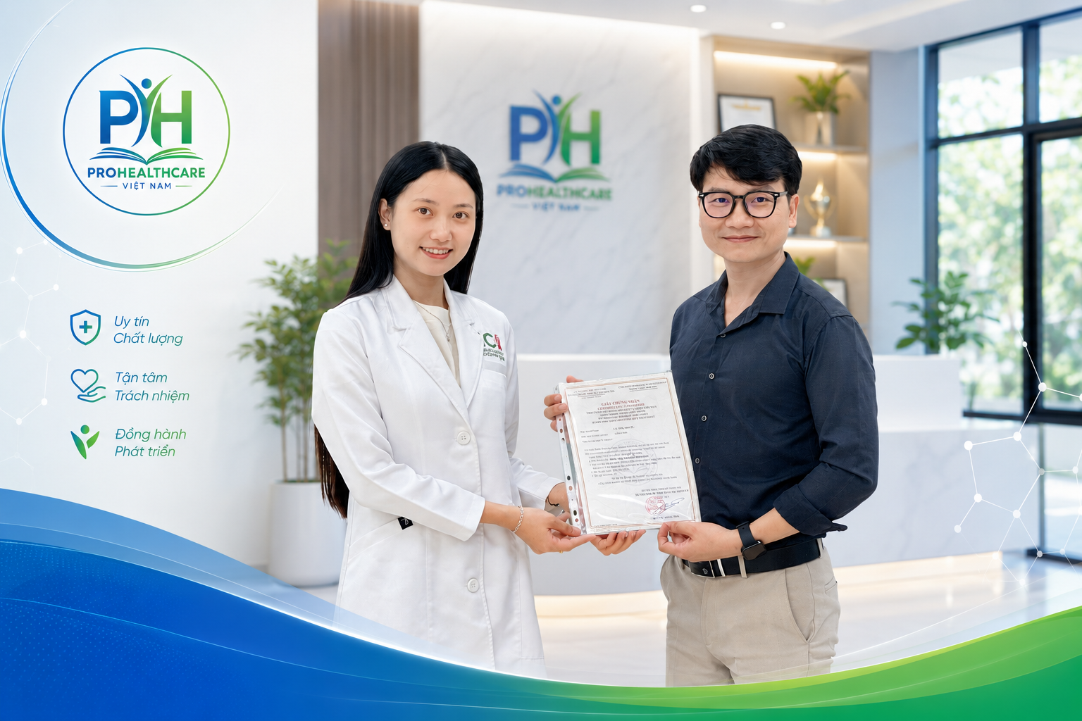Học viên Vũ Thị Nhung nhận chứng nhận hoàn thành khóa học Dinh Dưỡng Nhi Khoa Thực Hành tại Prohealthcare Việt Nam.