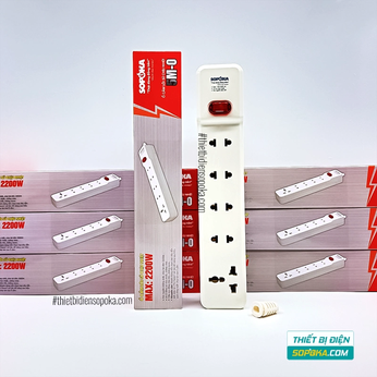 Ổ Cắm Điện 5 Lỗ Lõi Sứ Không Dây 2200W Có Công Tắc 5M-0 SOPOKA