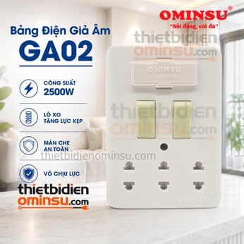 Bảng Điện Giả Âm 2 Công Tắc 3 Lỗ Cắm GA02 OMINSU