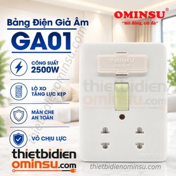 Bảng Điện Giả Âm 1 Công Tắc 2 Lỗ Cắm GA01 OMINSU